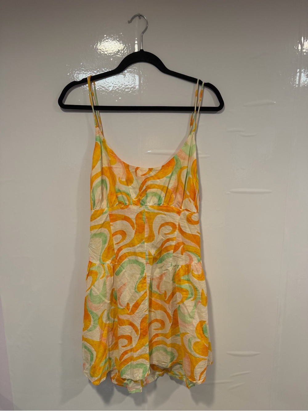 ASOS 100% cotton Sunny Swirlβ Print Spaghetti Strap Dress - Yellow & Green